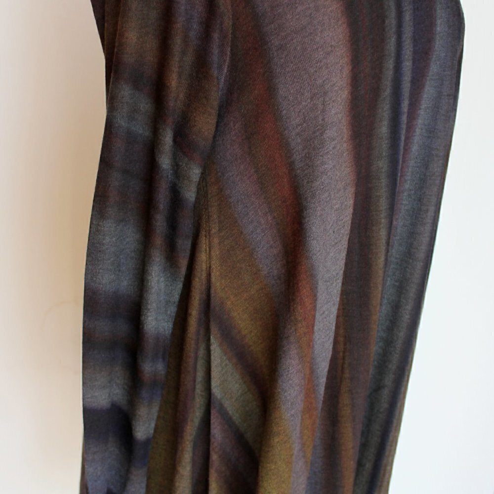 Soft Surroundings Shark Bite Hem Flowy Grey Purple Striped Long Sleeve Tunic Top - Picture 11 of 14